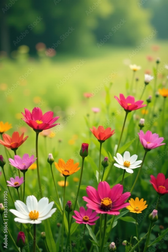 Obraz premium Blooming wildflowers in a meadow, wildflowers, field
