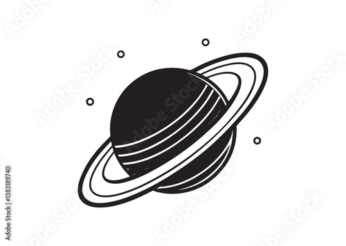 Planet Saturn with planetary ring vector cosmos and planet silhouette Vector