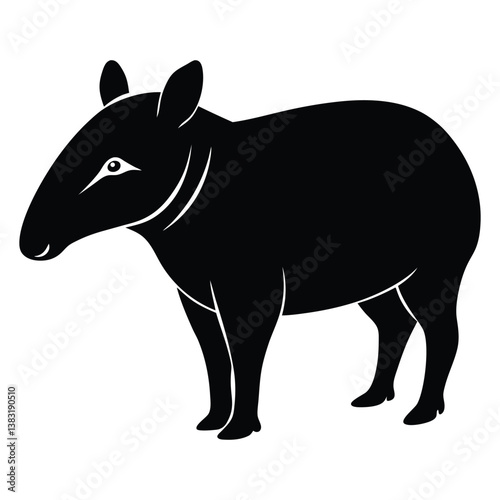 Black silhouette tapir with no background 