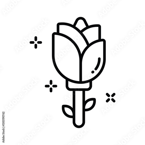 Check out out premium outline style icon of valentine rose