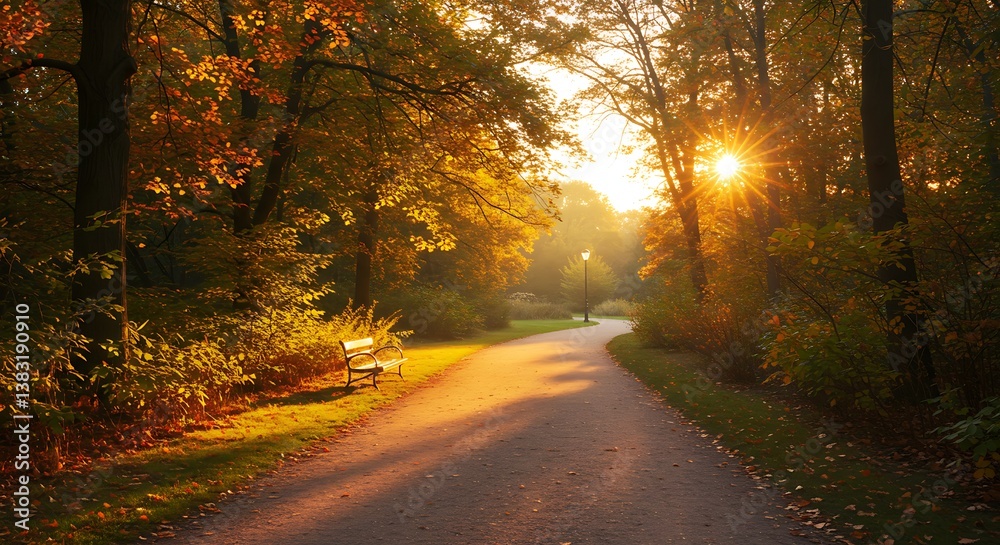 Obraz premium Golden Hour Path AI Generated