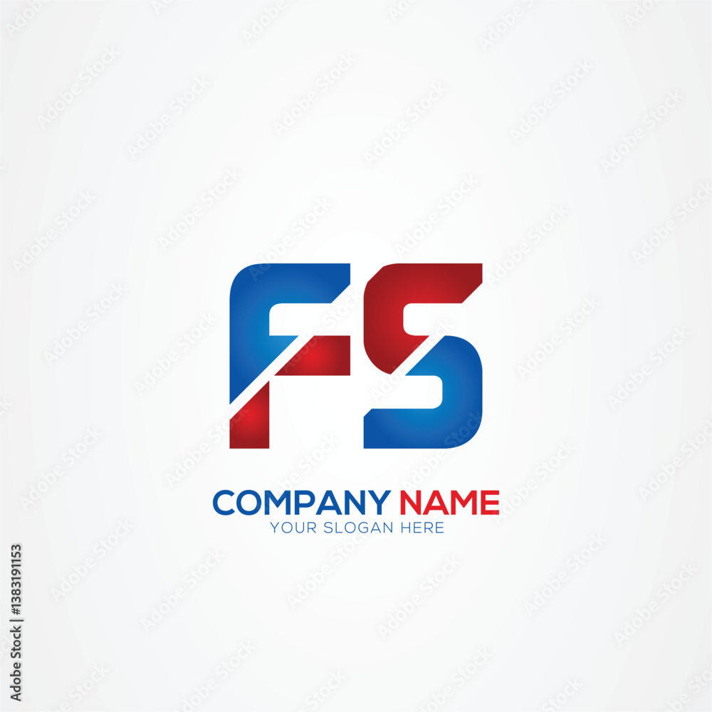FS or SF Creative Modern Letters Logo Design Element red and blue FS or SF Creative Modern Letters Logo Design Element red and blue