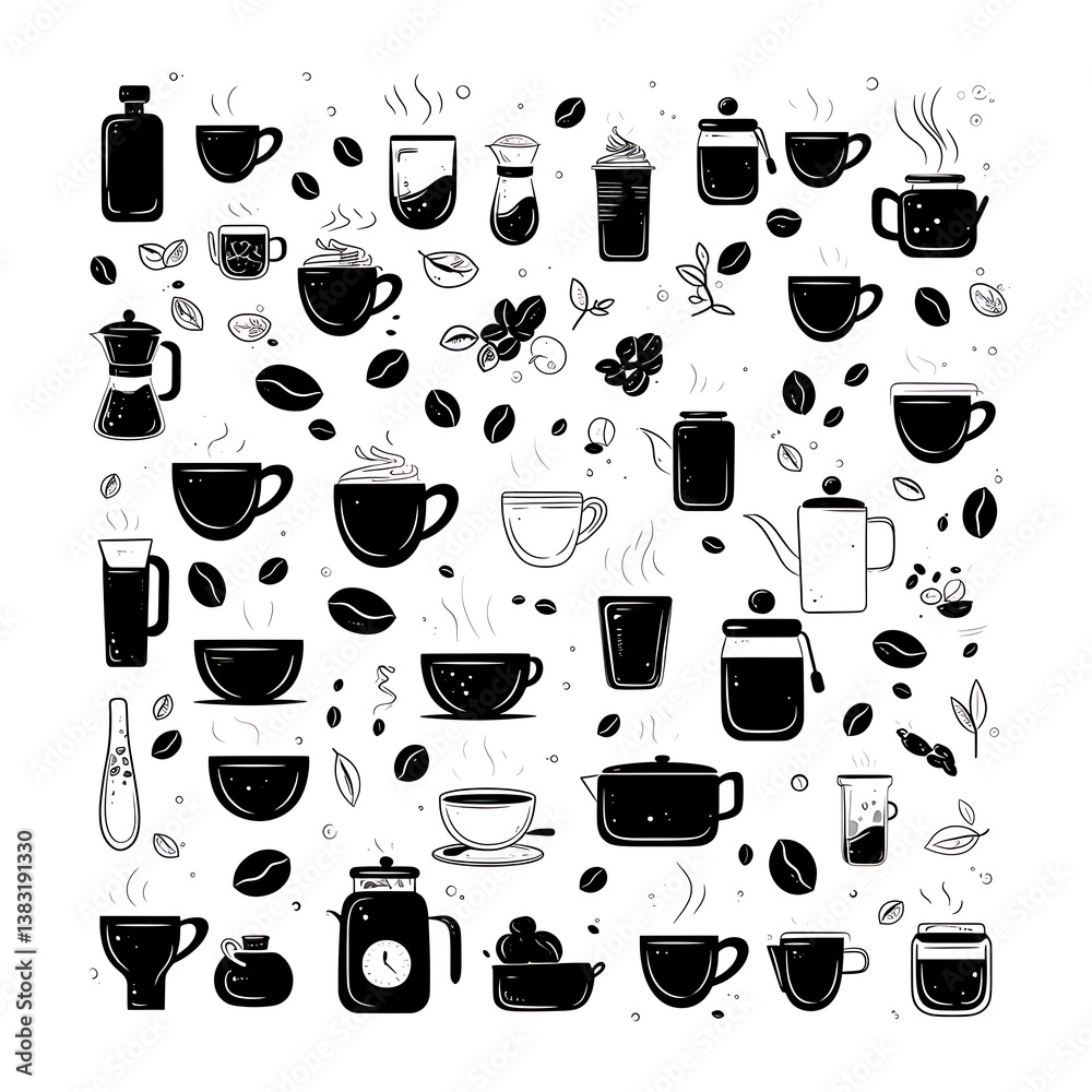 Obraz premium Coffee and accessories concept illustrations for wallpaper or advertising