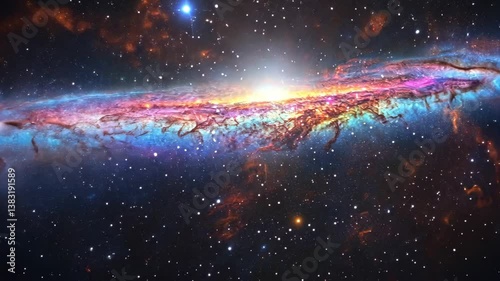 Vibrant Spiral Galaxy with Twinkling Stars