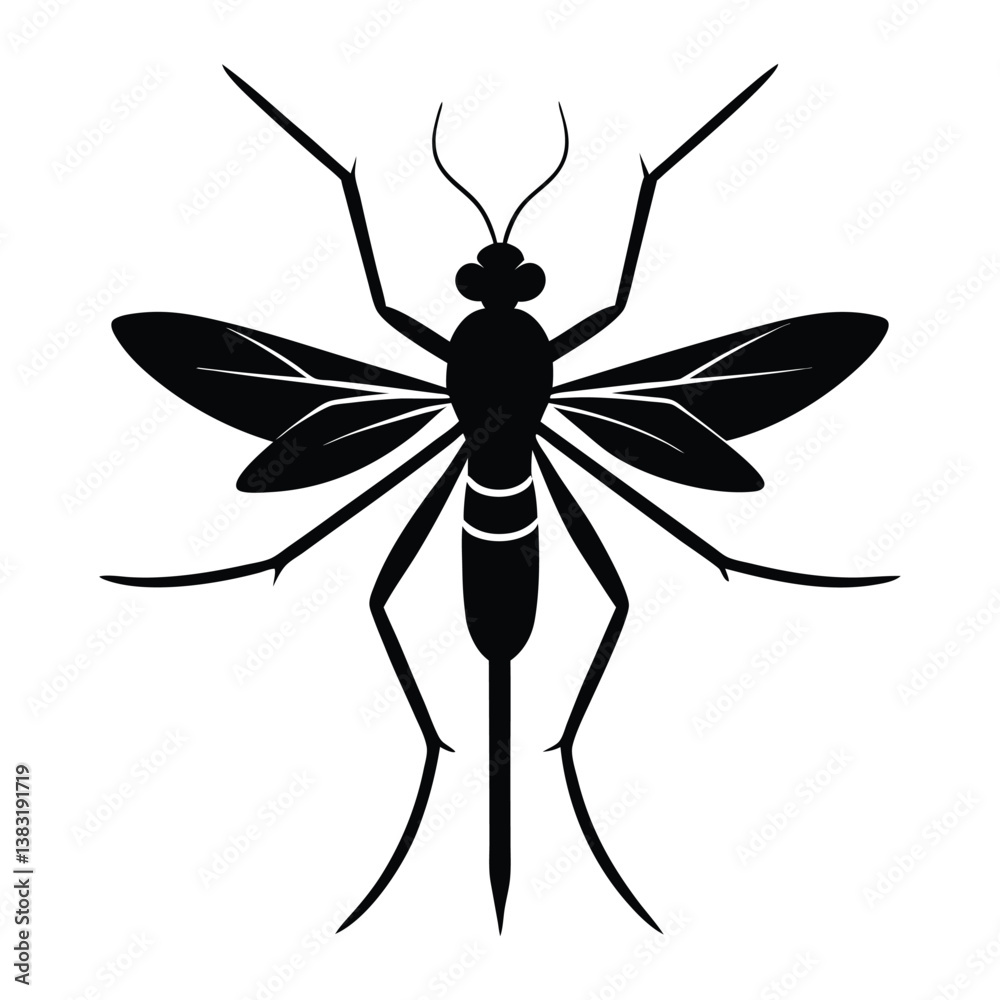 Black silhouette Mosquito vactor with no background Black silhouette Mosquito vactor with no background