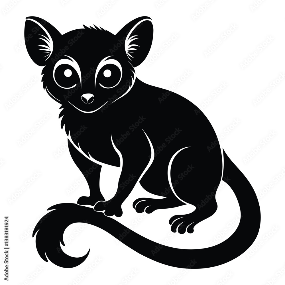Obraz premium Black silhouette Tarsier with no background
