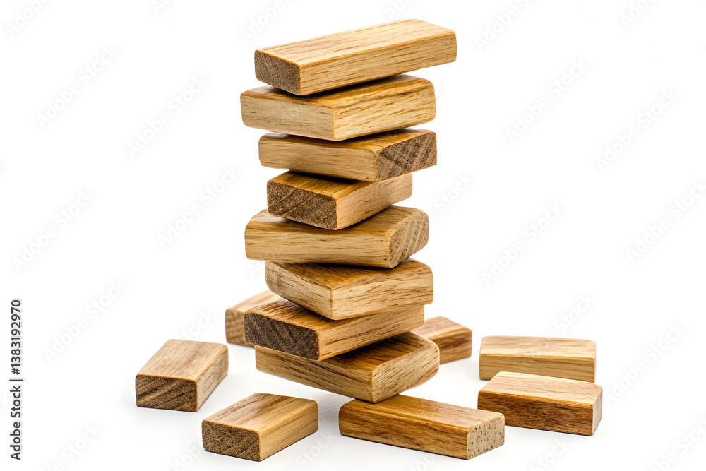 Stack of wooden blocks, neatly arranged blocks in various sizes, perfect for educational games or creativity themes, copy-space available. Stack of wooden blocks, neatly arranged blocks in various sizes, perfect for educational games or creativity themes, copy-space available.