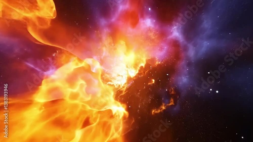 Spiral Galaxy with Bright Stars in the Vast Universe