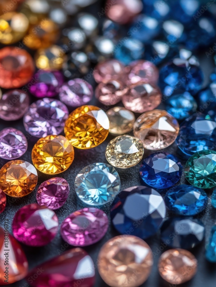Collection of Colorful Gemstones Faceted Jewels in Varied Hues Close Up Shot for Jewelry Design and Precious Stone Concept Collection of Colorful Gemstones Faceted Jewels in Varied Hues Close Up Shot for Jewelry Design and Precious Stone Concept