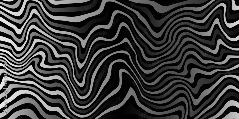 Seamless Pattern with Swirl Water Ripple Splashes. Vector Abstract Black and White Waves. eps 10