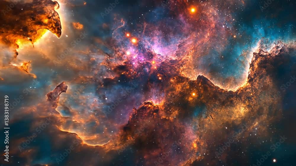Luminous Nebula Surrounded by Twinkling Stellar Clouds Luminous Nebula Surrounded by Twinkling Stellar Clouds