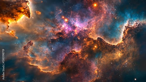 Luminous Nebula Surrounded by Twinkling Stellar Clouds