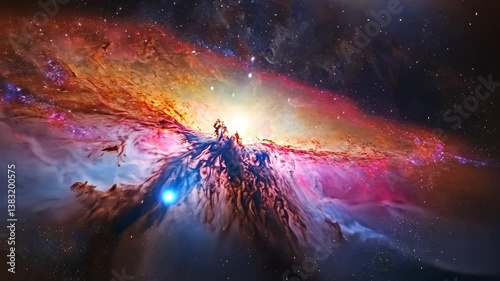 Brilliant Galaxy with Twinkling Lights and Expanding Nebula