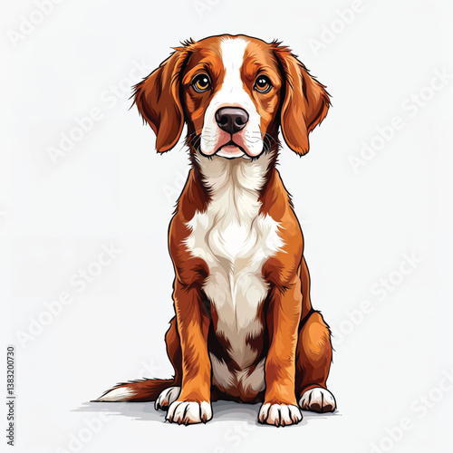 Adorable Cartoon Brittany Spaniel Puppy Vector Illustration