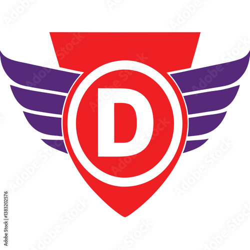 vintage vector shield wings with letter d automoti.