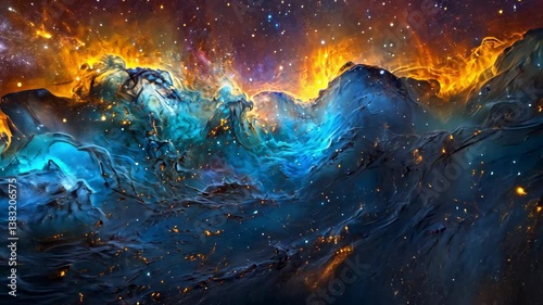 Expanding Galaxy Featuring Multicolored Stellar Clouds