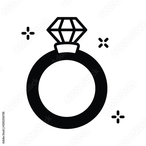 Ready to use glyph style icon of diamond ring