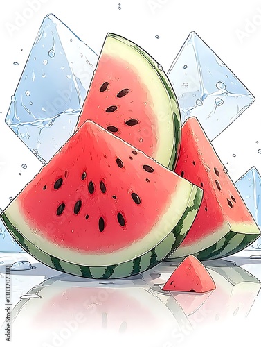 Watermelon Slices on Ice photo