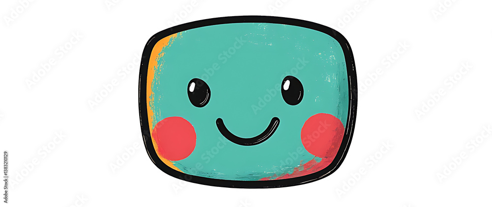 Fototapeta premium smiley face emoji flat style isolated on green background