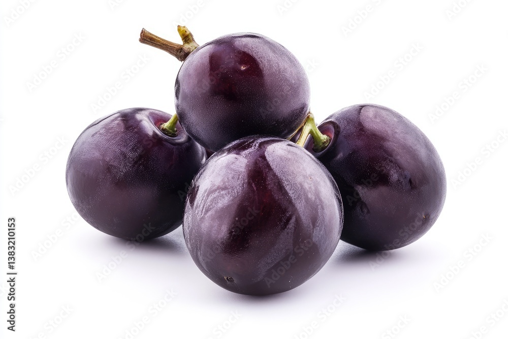 Obraz premium Fresh plums cluster on white background