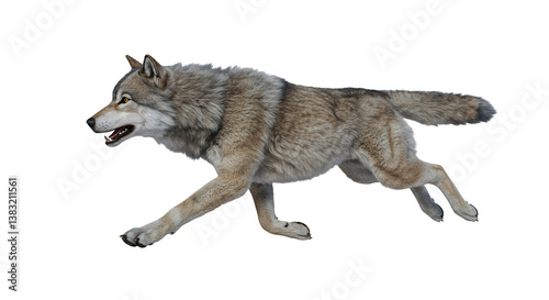 Wolf Running in Dynamic Motion Captured with Realistic Detail and Vivid Fur Textures