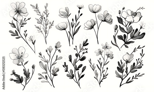Floral flower vector Illustrations on white background