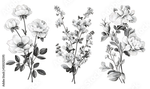 Floral flower vector Illustrations on white background