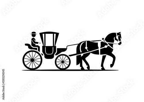 Horse carriage icon vector in black color with white background