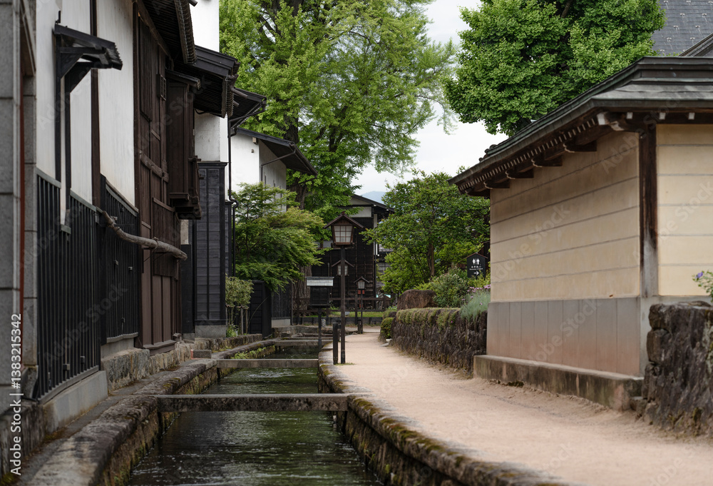 Pueblo tradicional en Japón del periodo Edo: Hida Furukawa, ubicado cerca de Takayama Pueblo tradicional en Japón del periodo Edo: Hida Furukawa, ubicado cerca de Takayama