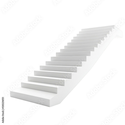 White staircase with evenly spaced steps isolated on transparent background
