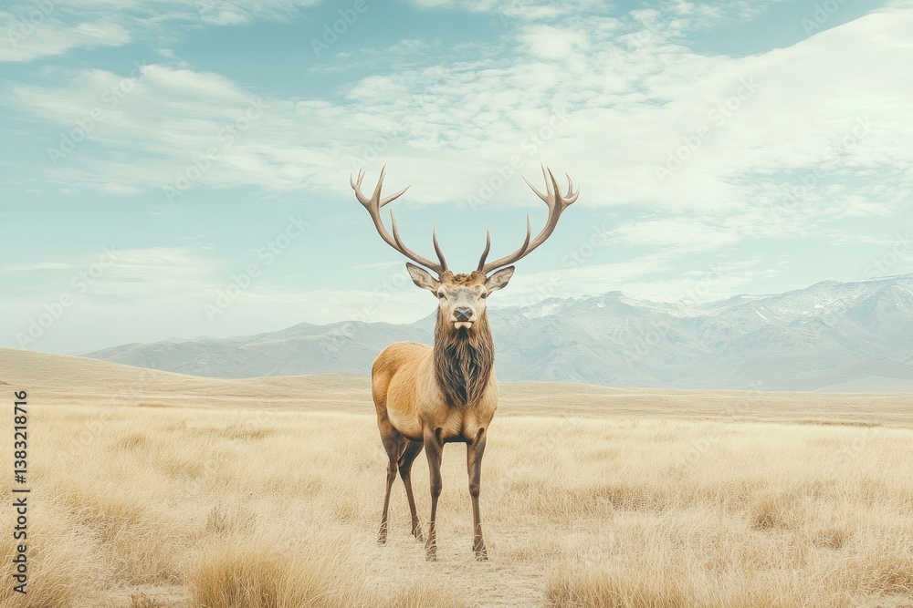 Fototapeta premium Majestic deer in a vast landscape