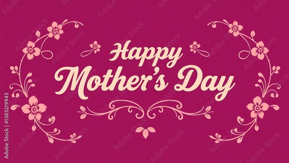 Stylish Happy Mother's Day Card with Pink Floral Design Stylish Happy Mother's Day Card with Pink Floral Design