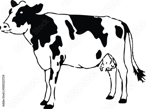 Grace in Shadow: The Art of Cow Silhouettes cow on a white background