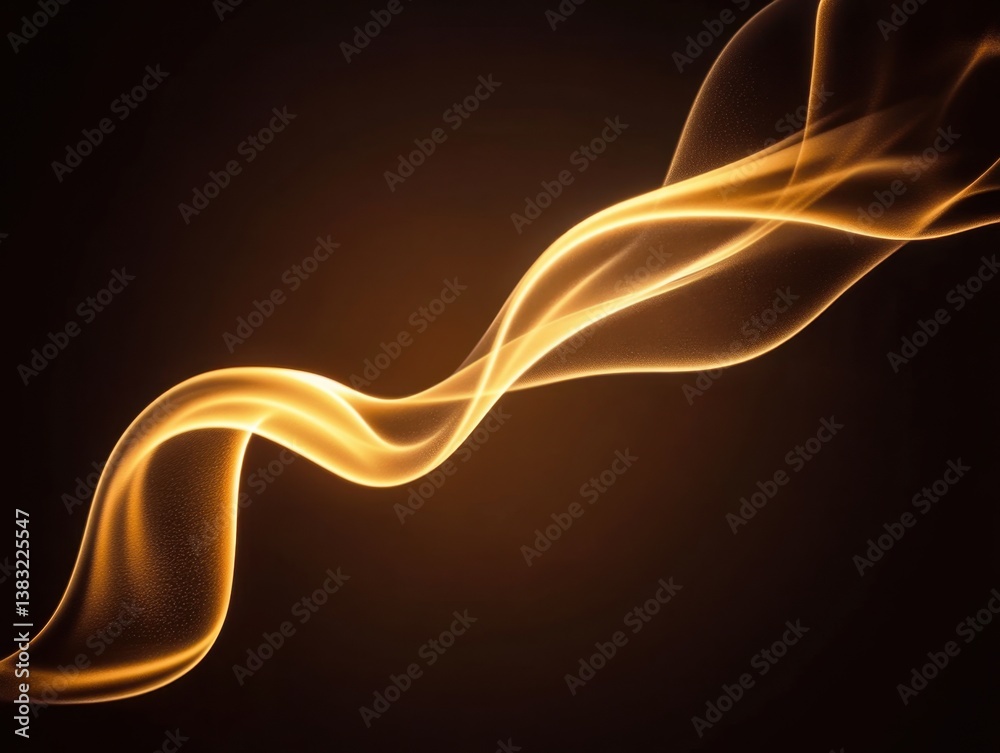 Golden luminous wave on dark background creating a sense of movement and energy for graphic design projects Golden luminous wave on dark background creating a sense of movement and energy for graphic design projects