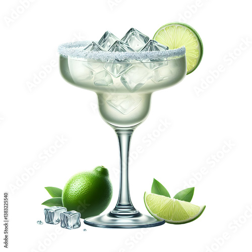 Margarita in a glass isolated on white background