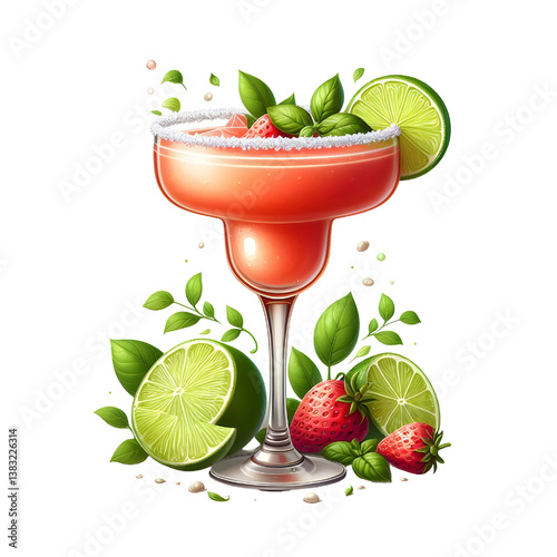 Margarita in a glass isolated on white background