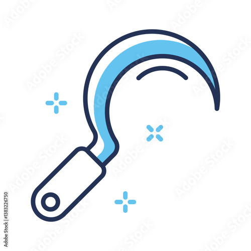 A handy linear style icon depicting sharp sickle