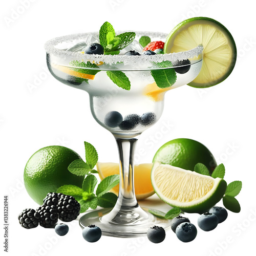 Margarita in a glass isolated on white background