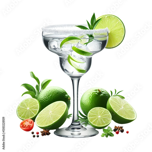 Margarita in a glass isolated on white background