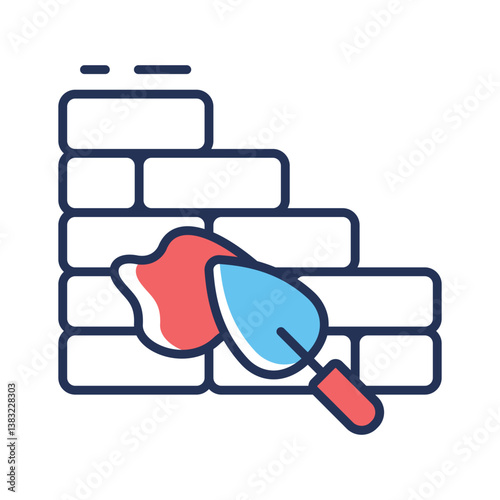 Visually appealing outline icon depicting bricklaying