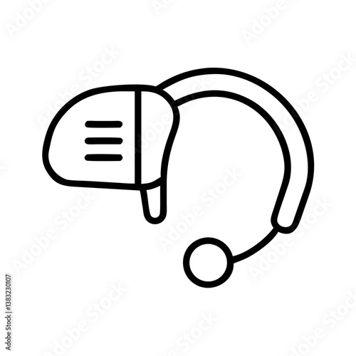 Headset with microphone symbol, representing communication technology and audio equipment in minimalistic line design