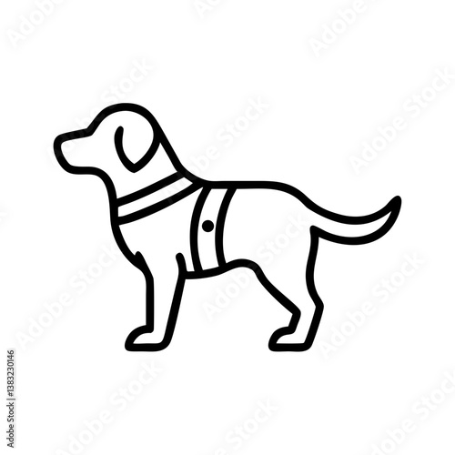 Guide dog symbol, representing assistance for visually impaired individuals, simple line design