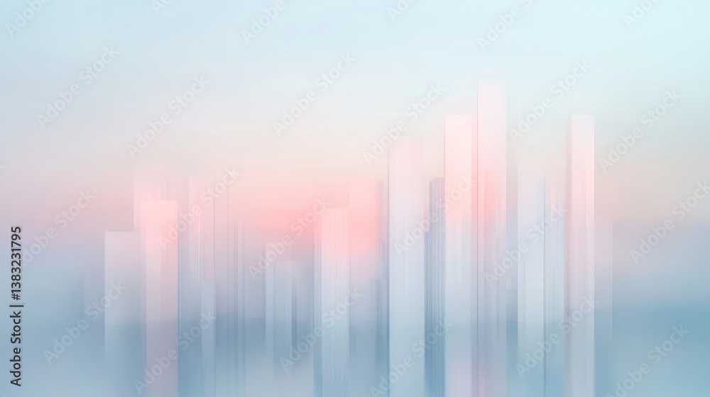 Fototapeta premium Abstract pastel city skyline with reflection 