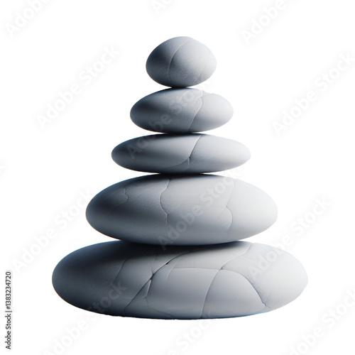 Pyramid of 3 Zen stones pebble rock white background