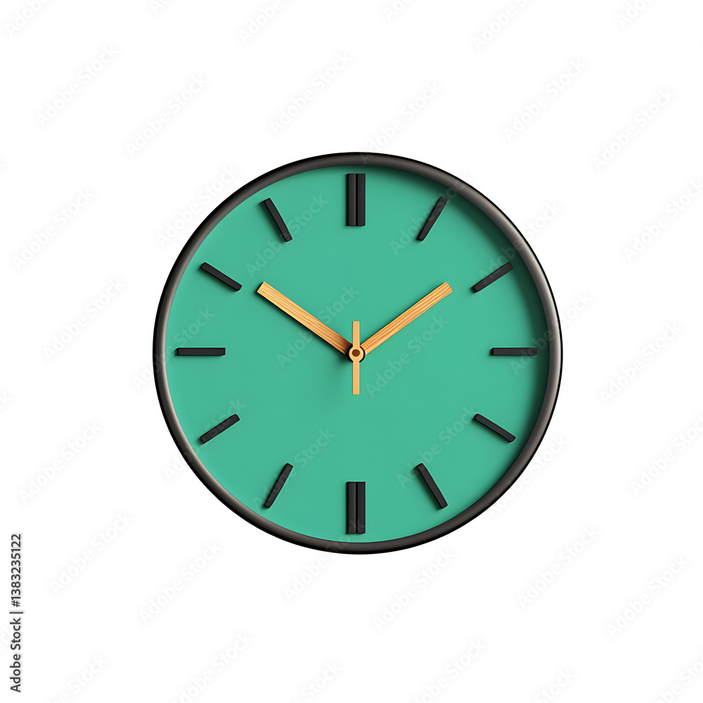 Sleek Office Clock with Abstract Design on transparent Background Sleek Office Clock with Abstract Design on transparent Background