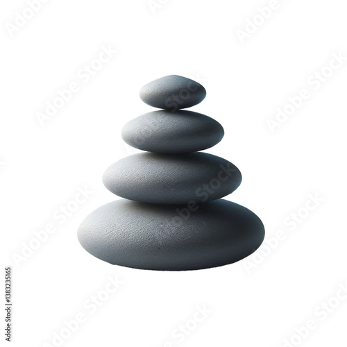 Pyramid of 3 Zen stones pebble rock white background