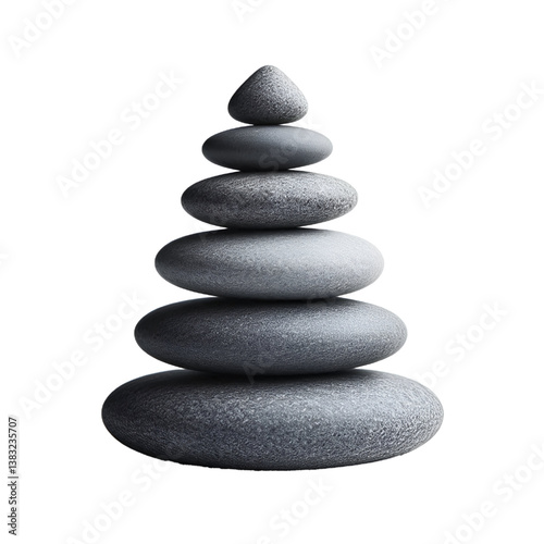 Pyramid of 3 Zen stones pebble rock white background