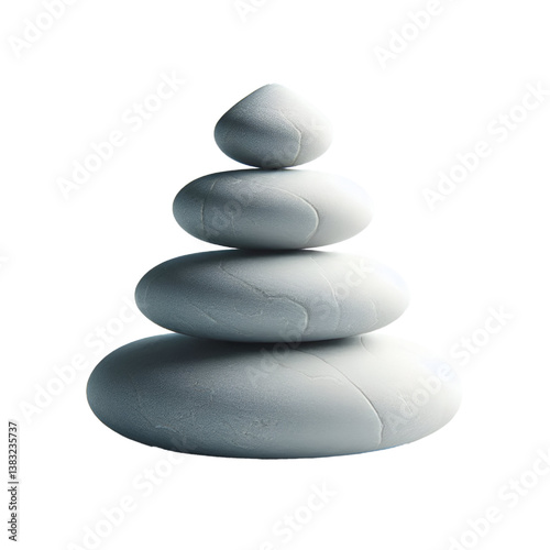 Pyramid of 3 Zen stones pebble rock white background