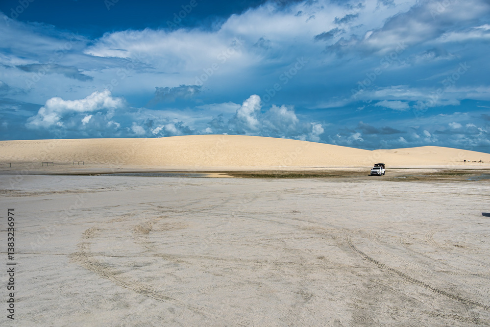 Buggy tour to the Amancio lagoon at Jericoacoara, Brazil. Dunes of Ceara