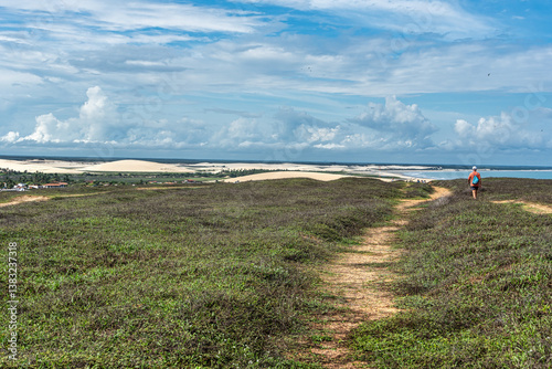 Obraz na płótnie Trail along the coast and beaches from Jericoacoara to Pedra Furada in Ceara State, Brazil. w salonie